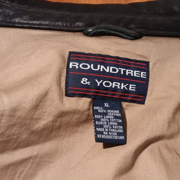 Roundtree & Yorke Black Leather Bomber Jacket Size XL - Picture 8 of 12